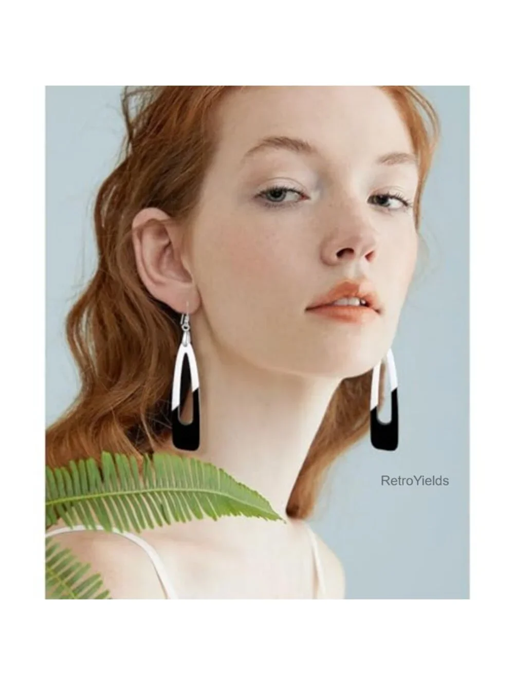 Acrylic Dangle Earrings Women Trendy Long Water Drop Two Tone Geometric